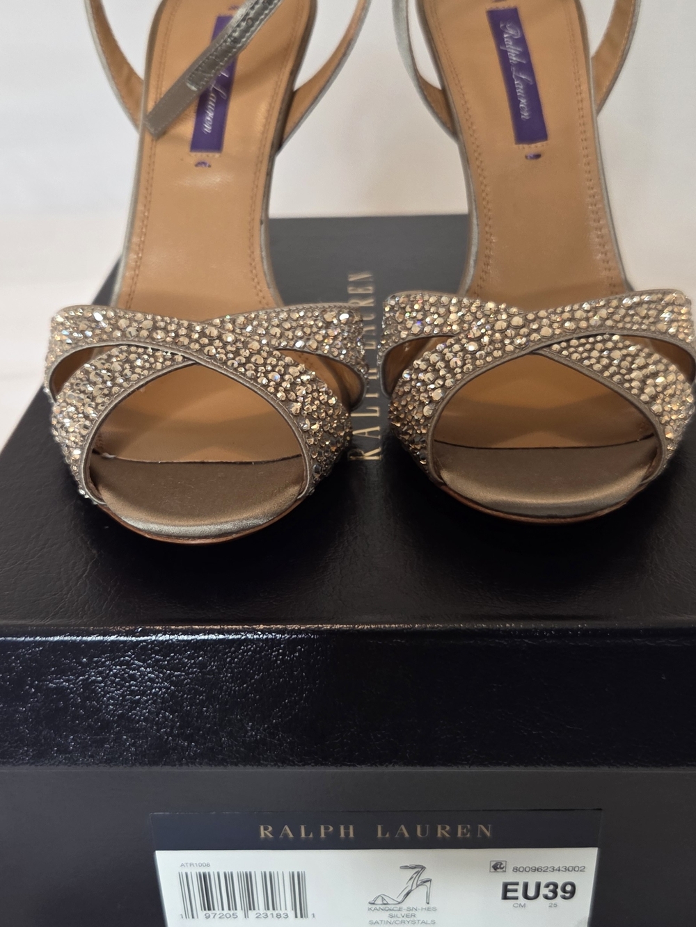 Ralph Lauren Silver Crystal Ankle-Strap Sandals - Picture 2 of 10